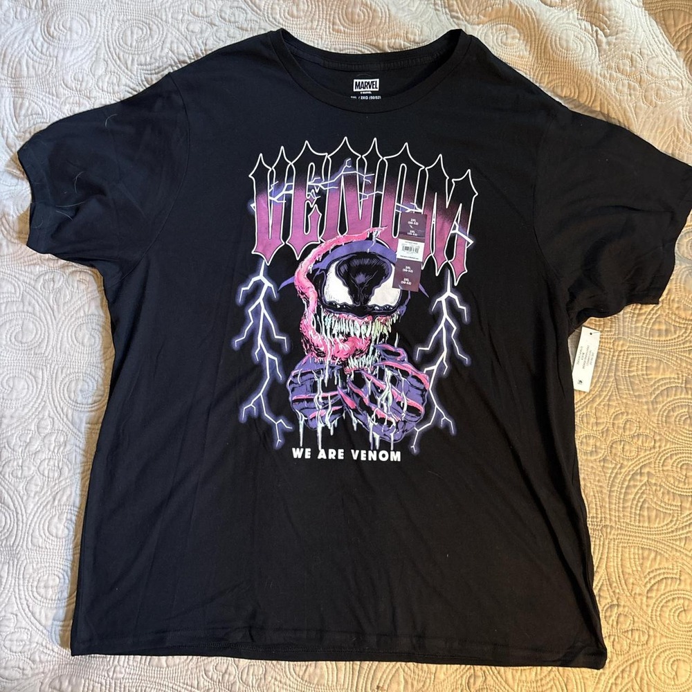 Marvel Venom Graphic T Shirt Men's 2XL Spiderman Black Short Sleeve